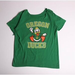 Vintage 1987 Oregon Ducks Donald Duck T-Shirt Green Raw Cut Scoop Neck XL DIY